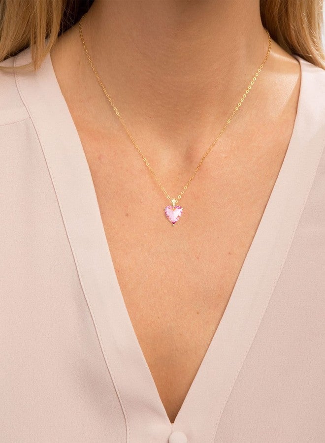 MIDDLUX Heart Necklace, Birthstone Necklace for Women, Pink Necklace, Heart Necklaces for Women, October Birthstone Necklace, Pink Heart Necklace, Rose Quartz Necklace - Image 4